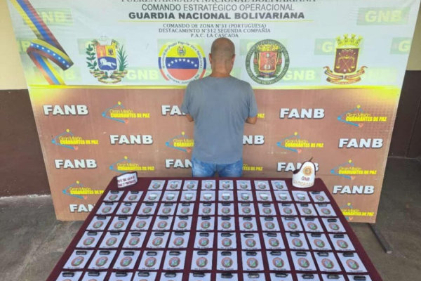 Capturan en Portuguesa a un hombre con 80 dediles de cocaína