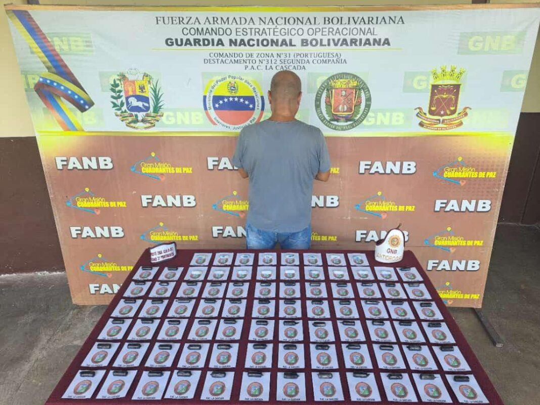 Capturan en Portuguesa a un hombre con 80 dediles de cocaína