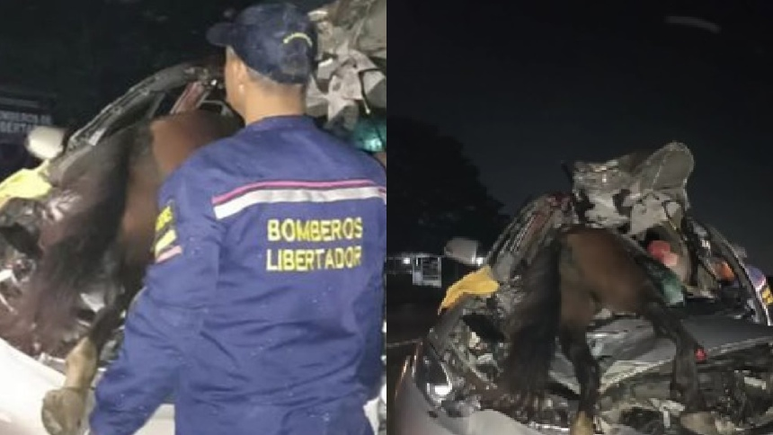 Trágico accidente en Carabobo: Carro choca contra un caballo y deja tres heridos