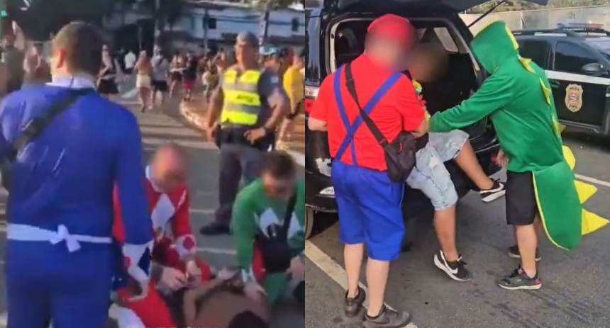 Policía de São Paulo se disfrazan de Power Rangers para atrapar carteristas durante el carnaval